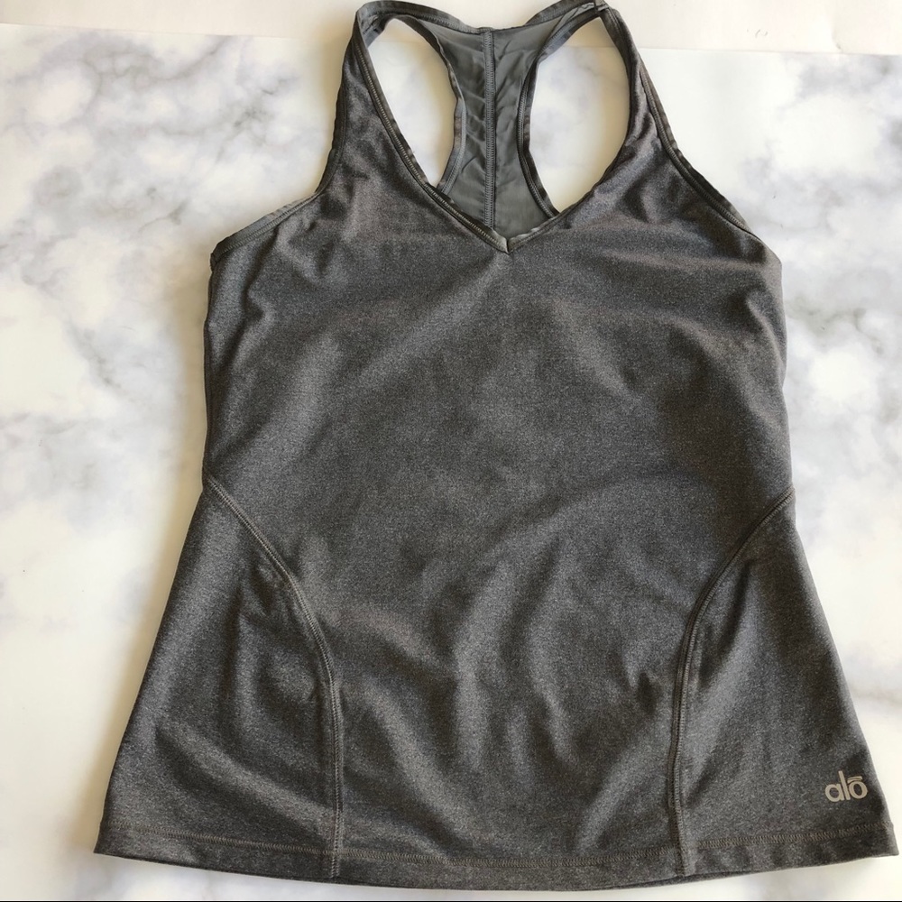 Alo Yoga Mesh Racerback Sport Tank in Gray